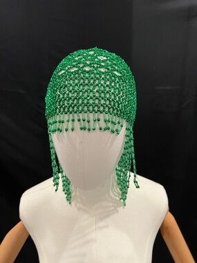 Green Beaded Fringe Headpiece